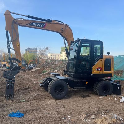 Neue Ankunft Gebraucht SANY SY75W Räder Typ 7 Tonnen Gebraucht hydraulischer Mini-Rad Bagger